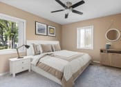 Thumbnail 4 of 27 - Bedroom With Ceiling Fan at Gloria Homes Apartments, Los Angeles, California