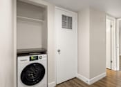 Thumbnail 25 of 69 - a laundry room with a washer and dryer in it at Lombardi Apartments, Woodland Hills, 91367