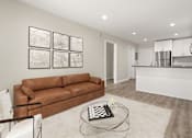 Thumbnail 24 of 54 - Living Area With Kitchen at Woodland Trio Apartments, California