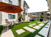 Thumbnail 13 of 44 - Courtyard Patio at Parkway Terrace Apartments, Culver City, California