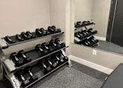 Thumbnail 7 of 33 - Fitness Center with Free Weights at Poland Hill Senior Apartments, Virginia