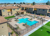 Thumbnail 2 of 60 - Aerial View Of The Pool Area at San Vicente Townhomes in Phoenix AZ