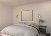 Thumbnail 7 of 37 - a bedroom with a bed and a dresser and a window at The Meriden, Meriden