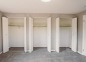 Thumbnail 11 of 24 - an empty closet in a home with hanging racks at BAY SHORE APARTMENTS, EAST HAVEN, 06512