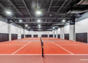 Thumbnail 1 of 41 - a tennis court in a building with lights on the ceiling at Up House, Farmington, Connecticut