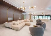 Thumbnail 34 of 41 - a lobby with couches and chairs and chandeliers at Up House, Farmington, CT, 06032