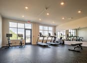 Thumbnail 2 of 23 - a gym with cardio equipment and windows in a building
