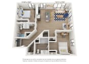 Thumbnail 7 of 41 - a stylized floor plan with a bedroom and living room