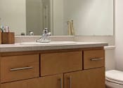 Thumbnail 13 of 15 - a bathroom with a sink and a toilet and a mirror