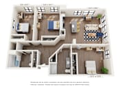 Thumbnail 24 of 32 - A floor plan of an apartment with dimensions and a disclaimer.