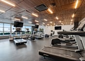 Thumbnail 79 of 151 - A gym with treadmills and exercise equipment.