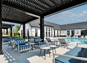 Thumbnail 58 of 59 - A pool area with chairs and tables is shown.