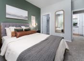 Thumbnail 10 of 30 - a bedroom with a large bed and a mirror