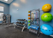 Thumbnail 12 of 30 - fitness center with dumbbells and yoga equipment