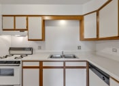 Thumbnail 16 of 38 - a kitchen with white cabinets and white countertops