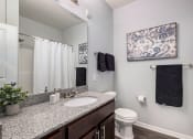 Thumbnail 6 of 23 - a bathroom with a sink and a toilet and a mirror