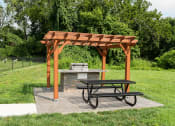 Thumbnail 17 of 25 - a picnic area with a picnic table and a fire pit