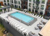Thumbnail 37 of 82 - an aerial view of a swimming pool with lounge chairs and umbrellas in front of a