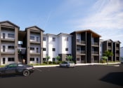 Thumbnail 1 of 25 - a rendering of an apartment complex with cars parked in front of it at Gibson Oaks, Lakeland, FL, 33809
