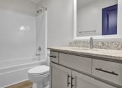 Thumbnail 19 of 28 - a bathroom with a sink and a toilet and a bath tub