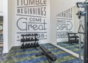 Thumbnail 21 of 50 - a gym with weights at Tapestry Overbrook in McDonough, Georgia