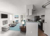 Thumbnail 1 of 20 - a view of a living room with a kitchen and a living