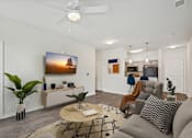 Thumbnail 7 of 29 - Living room in one bedroom apartment at The Village at Blenheim Run