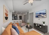Thumbnail 3 of 14 - living room and kitchen at Waxpool Apartments