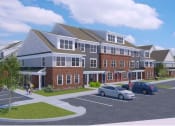 Thumbnail 35 of 39 - a rendering of an apartment building in a parking lot