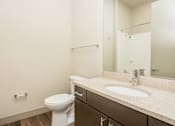 Thumbnail 7 of 33 - a bathroom with a sink and toilet and a mirror