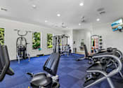 Thumbnail 69 of 71 - A gym with a variety of equipment including treadmills, weights, and exercise machines.