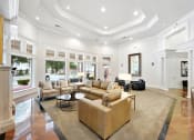 Thumbnail 28 of 36 - the living room has a coffered ceiling and large windows