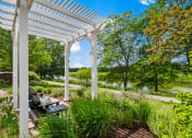 Thumbnail 34 of 37 - a pergola with a picnic table in a garden