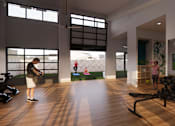 Thumbnail 8 of 29 - a rendering of a fitness room with weights and people in it