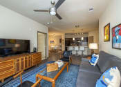 Thumbnail 11 of 39 - a living room with a couch and a tv
