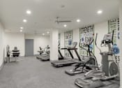 Thumbnail 10 of 30 - A gym with a variety of equipment including treadmills, stationary bikes, and weight machines.