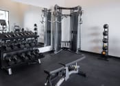 Thumbnail 79 of 84 - a fully equipped fitness room with weights and cardio equipment at The Landing at 1001 NP, Fargo, ND 58102