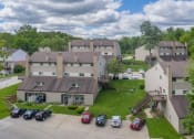 Thumbnail 3 of 22 - Aerial photo of Contemporary buildings at Woodland Pointe Apartments and Townhomes, Integrity Realty, Kent, Ohio