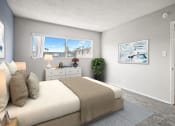 Thumbnail 4 of 28 - Carpeted bedroom with large window for natural light.