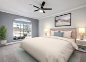 Thumbnail 6 of 20 - Carpeted bedroom featuring beautiful natural lighting and ceiling fan.