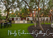 Thumbnail 2 of 17 - a backyard with lights hanging from the trees
