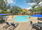 Thumbnail 24 of 27 - A pool surrounded by chairs and umbrellas in a sunny day.