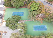 Thumbnail 70 of 79 - a birds eye view of a tennis court with trees