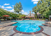 Thumbnail 34 of 52 - a swimming pool with trees and a house in the background
