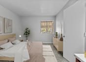 Thumbnail 13 of 37 - a bedroom with a bed and a dresser and a window
