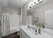 Thumbnail 8 of 52 - a bathroom with a sink and a shower and a toilet