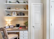 Thumbnail 25 of 52 - A white desk with a laptop and a sign that says "KANSAS TERRITORY" on it.