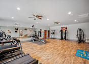 Thumbnail 24 of 36 - the spacious fitness room has a treadmill, elliptical and weights machines