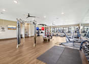 Thumbnail 24 of 33 - the preserve at ballantyne commons fitness room with weights and yoga equipment