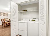 Thumbnail 20 of 42 - a washer and dryer in a room with a dining table in the background